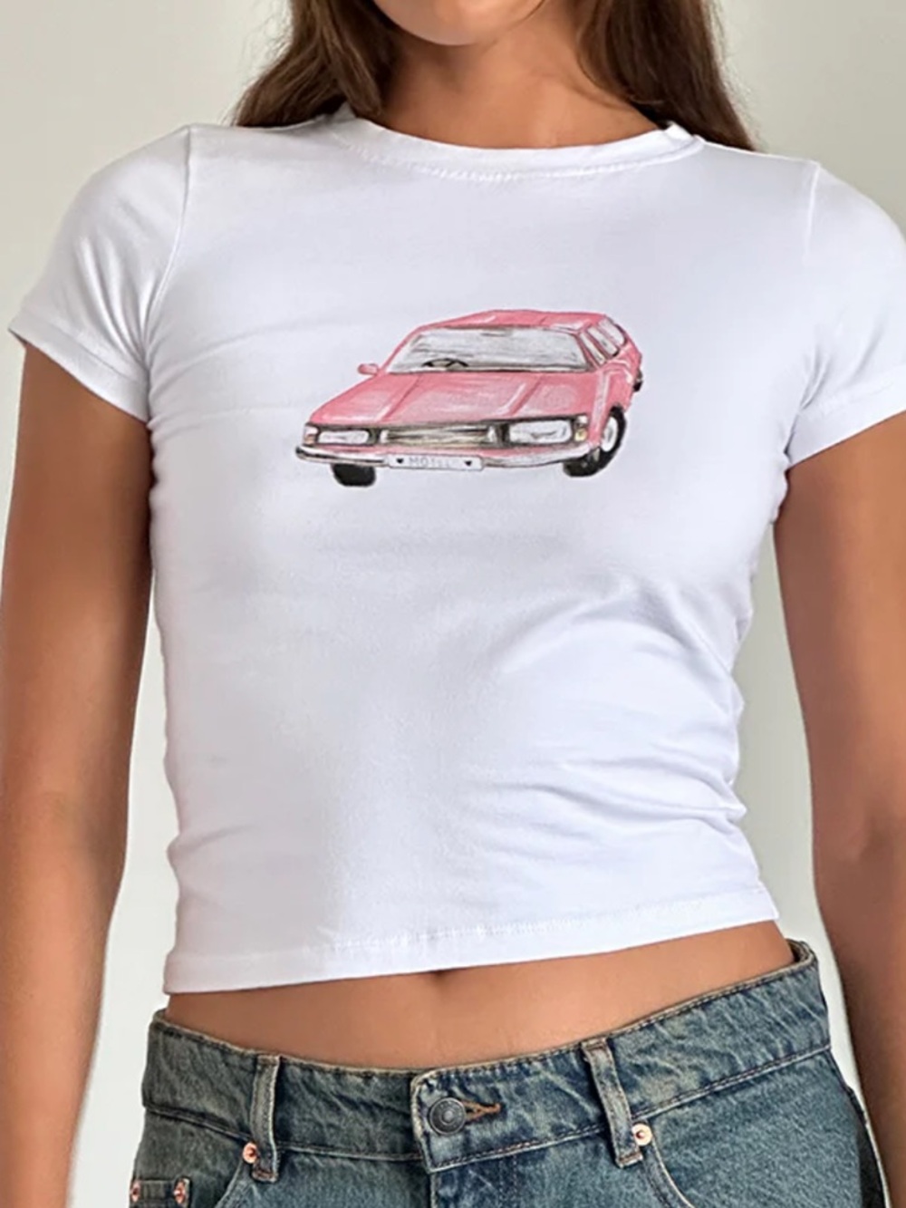 Motel Rocks Baby Tee with Pink Scribble Car Graphic